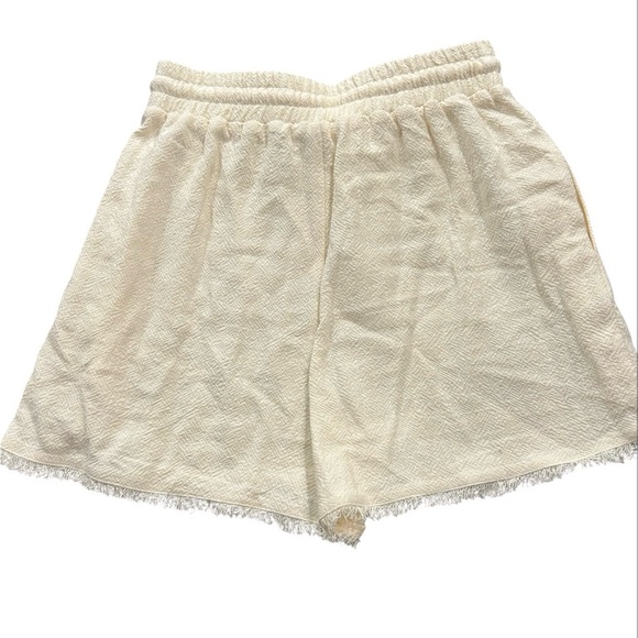Free the Roses Anthropologie Cream Ivory Shorts Small Drawstring Fringe Hem - Picture 2 of 8
